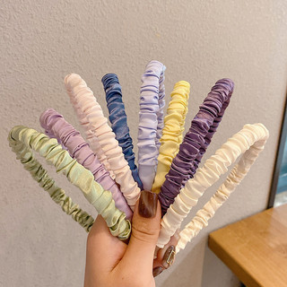 Verão Taro roxo all-match cetim plissado bandana doce temperamento bandana para fora all-match Hairpin acessórios de cab