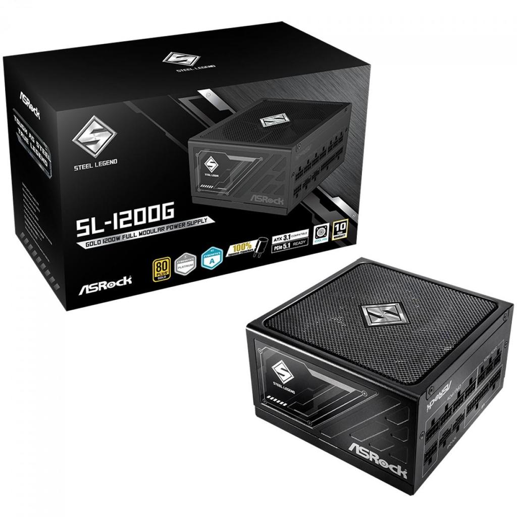 Fonte ASRock Steel Legend, 1200W, 80 Plus Gold, Cybenetics Platinum, Full Modula