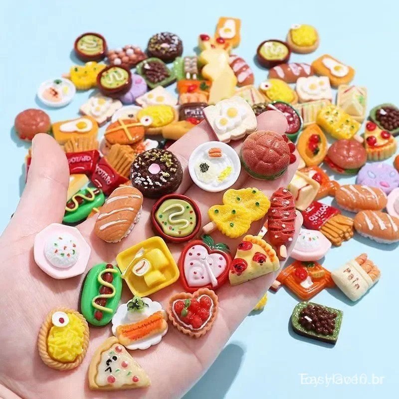 10/20/30PCS Comida de Supermercado em Miniatura Aleatória para Casa de Bonecas, Mini Bolo, Vinho, Bebida para Acessórios