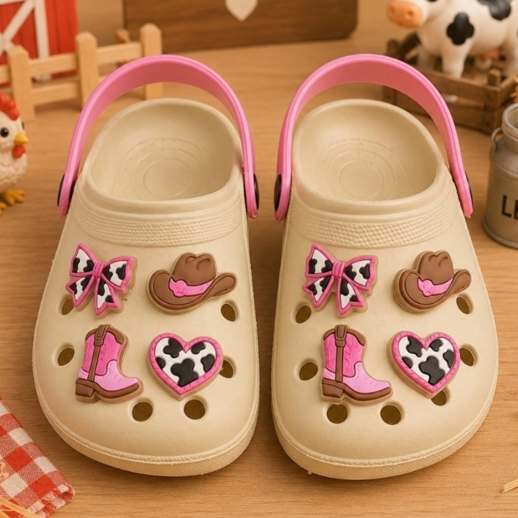 Sandália Menina Infantil Chinelo Fazendinha Animais Confortável Macia Leve Flexível Antiderrapante Vaqueira Casual