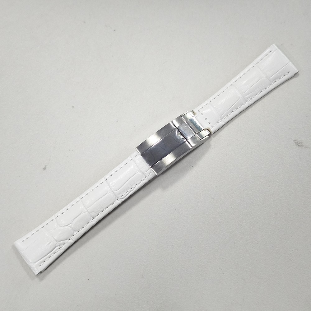 Para Rolex GMT Tudor Seiko 20mm Pulseira De Relógio De Couro Branco Fecho Ostra De Aço