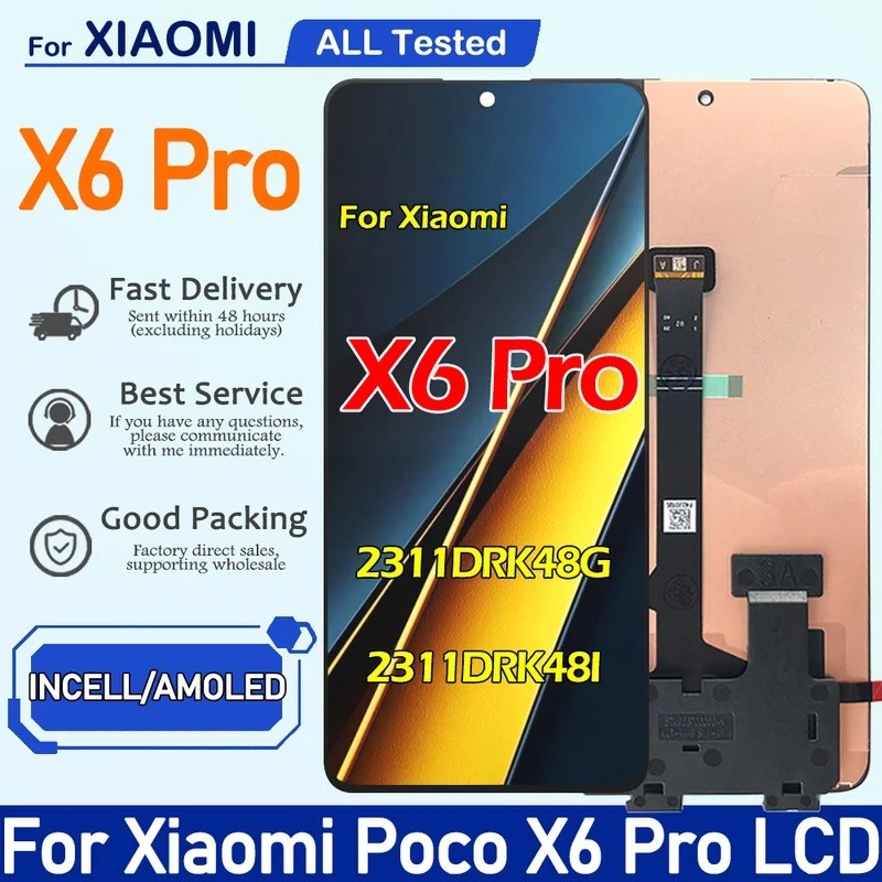 6.67 Display AMOLED/TFT Para Xiaomi Poco X6 Pro X6Pro 5G LCD 2311DRK48G 2311DRK4