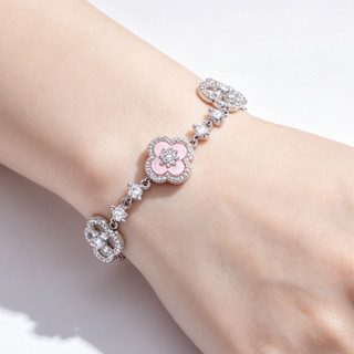 [Estoque pronto] Super piscando zircão flor em forma de diamante oco Pull-Out pulseira doce temperamento suave pulseira