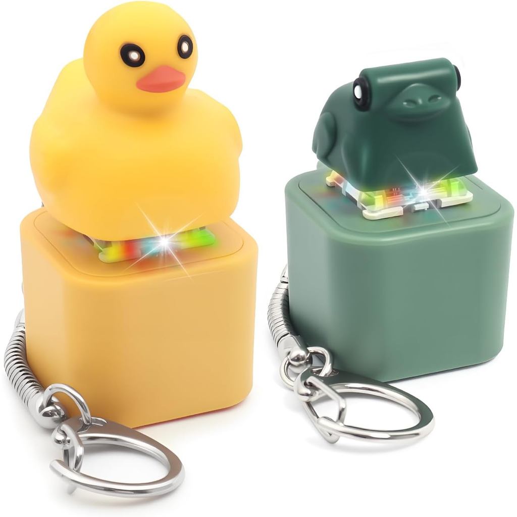 Conjunto de Brinquedos Anti-stress com Sons Realistas de Pato e Sapo - Brinquedos de Clicar com Luz LED e Sons Realistas