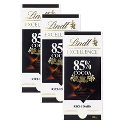 Kit 3 Chocolate Lindt Excellence 85% Cocao Rich Dark 100g