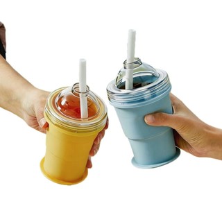 Forma de Gelo em Silicone Dobrável, Copo Portátil para Smoothie, Copo Reutilizável e Dobrável, Molde de Gelo DIY, Caneca