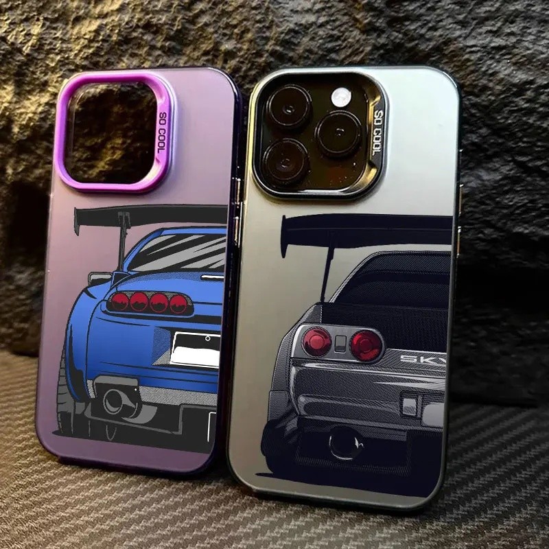 Capa de Carro Masculina Estilo Cartoon Tokyo JDM para Apple iPhone 16e 16 14 15 13 11 Pro Max Plus Case 12 13 Mini 16e, 