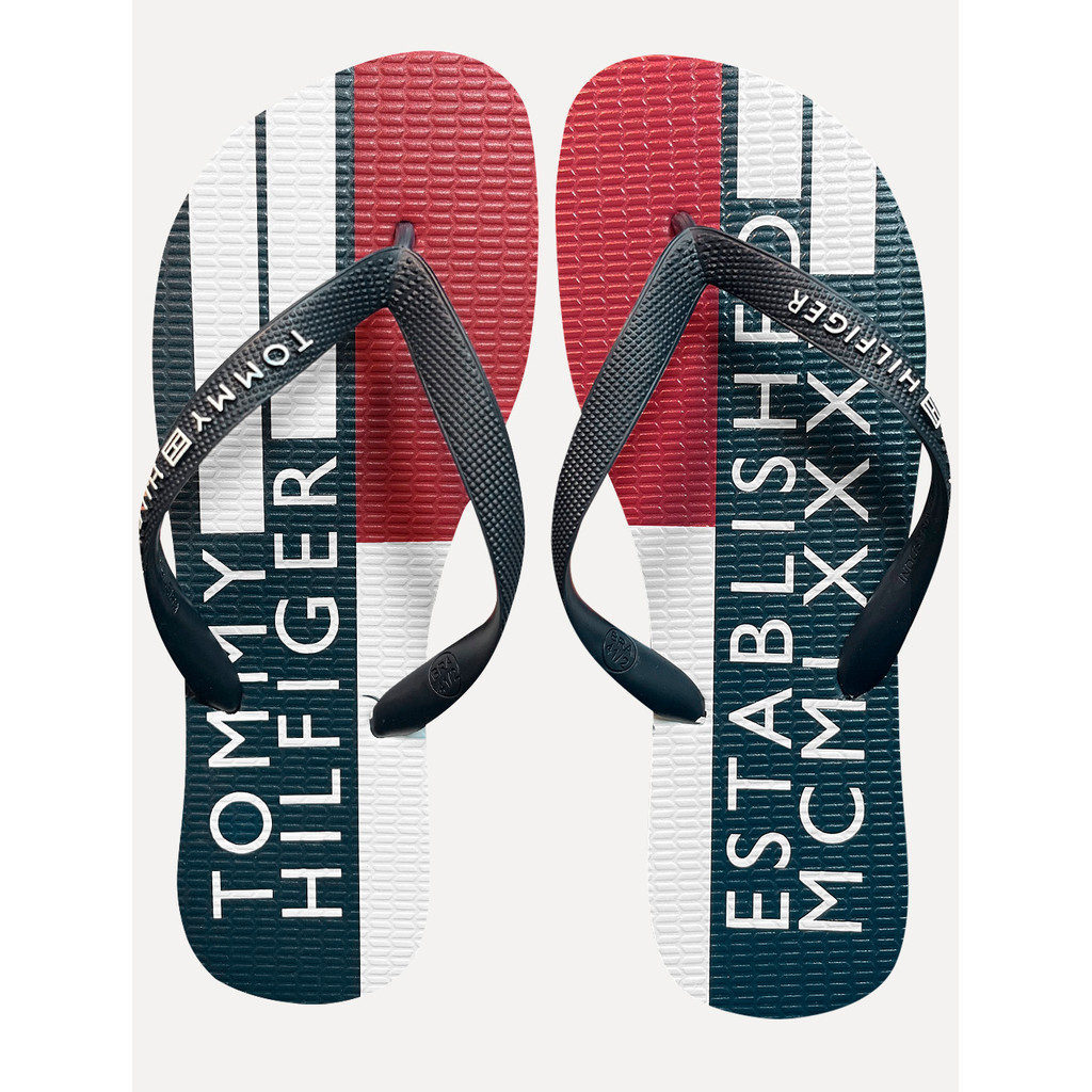 Chinelo Tommy Hilfiger Flag Power Beach Rubber Azul Marinho/ Original Vermelho/Branco