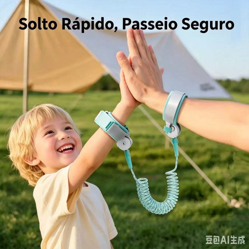 Pulseira de Segurança Infantil Retrátil Anti Perdido Ajustável com Trava para Crianças e Bebês 1,5m H-17