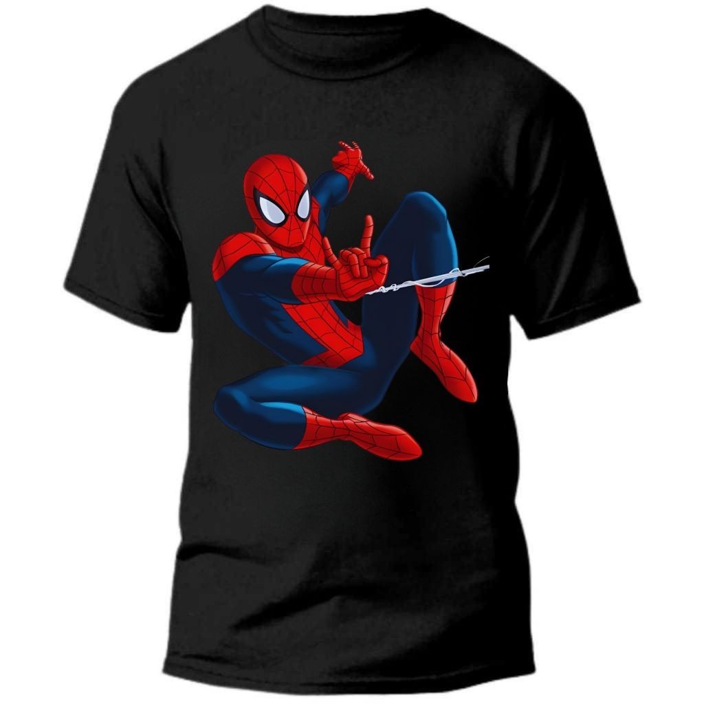 Camiseta Infantil e Adulto Homem Aranha 100% Algodão Camisa Estampada Básica