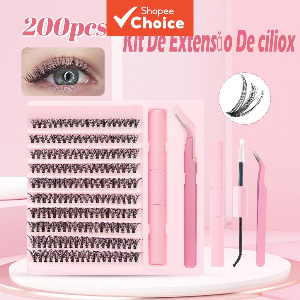 Kit de Cílios em Cacho 20D30D40D Bond&Seal Pinça D 9-14MIX Extensão de Cílios DIY Visual Natural e Espontâneo Individual