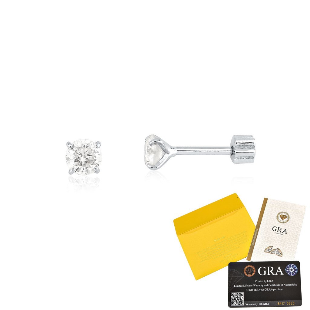 Brinco Moissanite de Prata 925 Ponto de Luz Redondo com 0,6ct