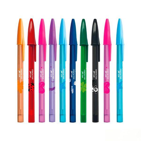 KIT PACOTE 10 CANETAS JET LUX COLORIDAS SORTIDAS – COMPACTOR