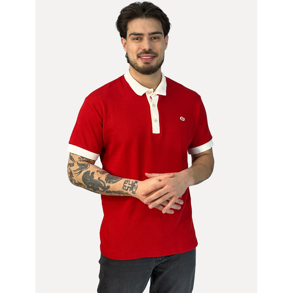 Polo Colcci Masculina Piquet Regular Texturizada Vermelha