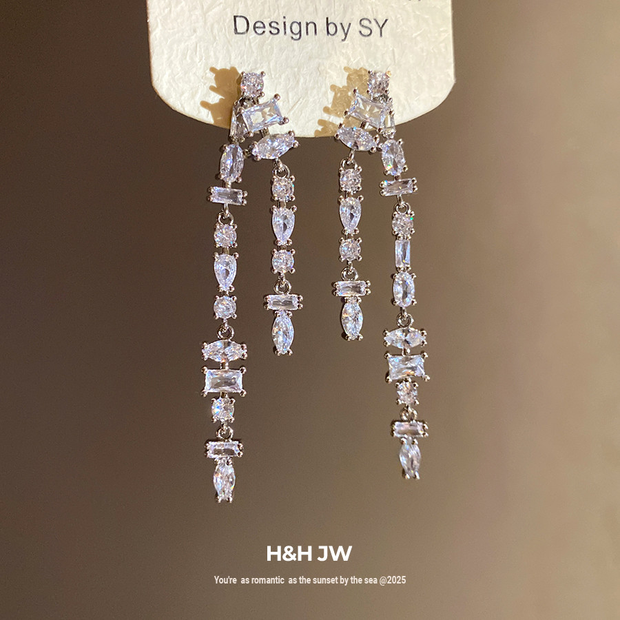 T elegante diamante borla brincos novo estilo brincos de venda quente nicho High-End brincos exclusivos bonitos acessóri