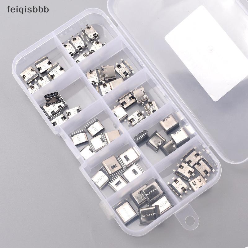 100 Pçs/Caixa 10 Modelos Tipo-C Carregamento USB Fazer Conectores Mix 6Pin E 16Pin Uso Para Telefone Kit De Reparo De Pr