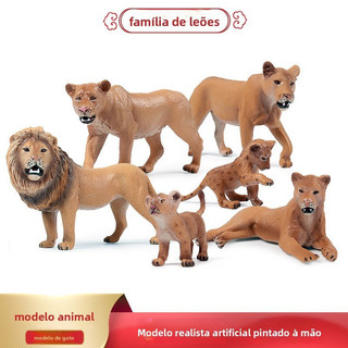 Conjunto de Brinquedos de Animais Simulados: Leão, Tigre, Elefante, Panda, Girafa, Hipopótamo, Rinoceronte, Iaques, Mode
