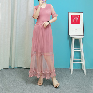 Uma pessoa uma plissada L136 Issey Miyake plissado fino-ajuste mais magro olhar gaze renda vestido mágico comprimento mé