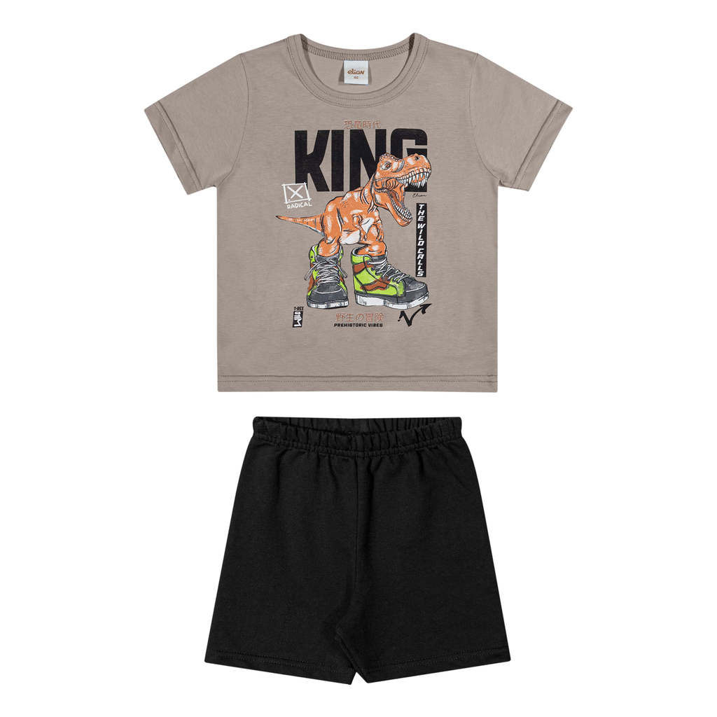 Conjunto Infantil Menino Estampa Radical Elian Cinza
