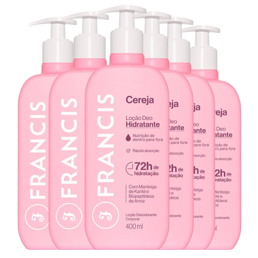 Kit Loção Hidratante Francis Cereja 400ml - 6 Unidades