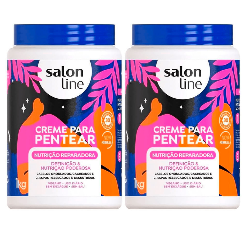 Kit Creme Para Pentear Salon Line Nutricao Reparadora 1Kg - 2 Unidades