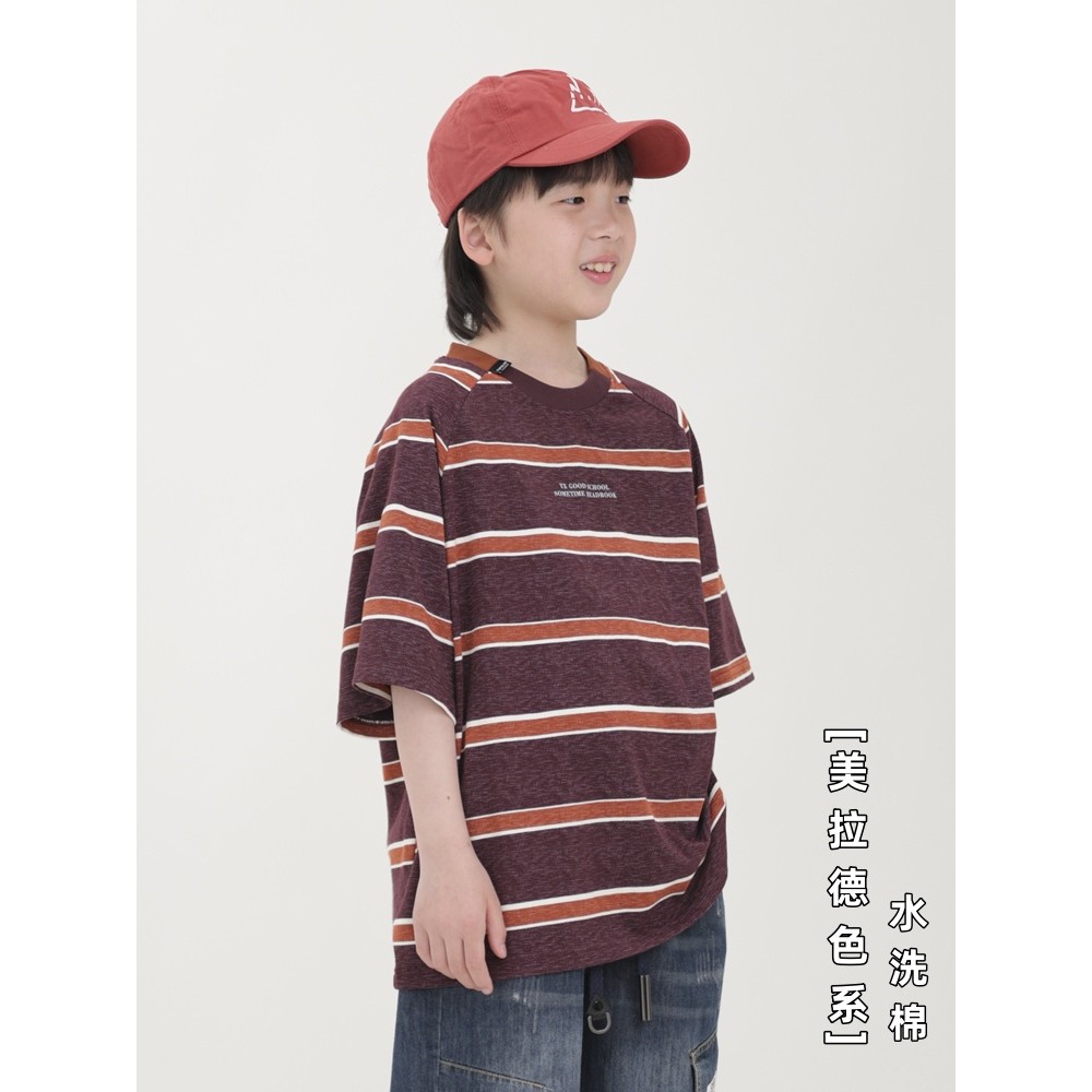 Meninos camiseta de manga curta verão novo estilo de fundo meninos estilo ocidental crianças Casual em torno do pescoço 