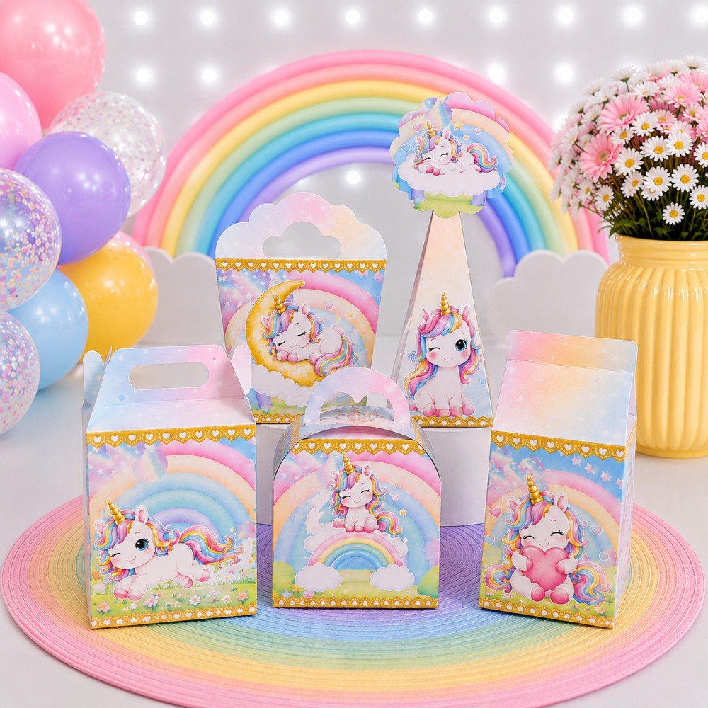 Caixinhas Unicórnio Kit para Festa Aniversário  Lembrancinha Personalizados do tema (Pegue e Monte)