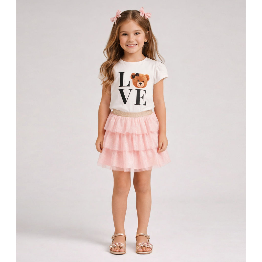 Blusa Infantil Feminina em Cotton Leve Trick Nick Bege