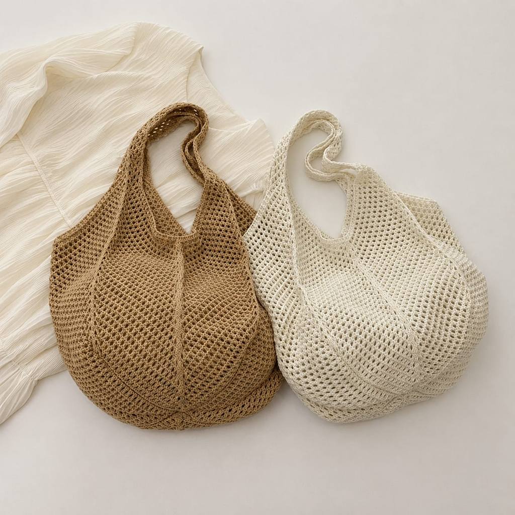 Bolsa Sacola Feminina Crochê Trançada Espaçosa