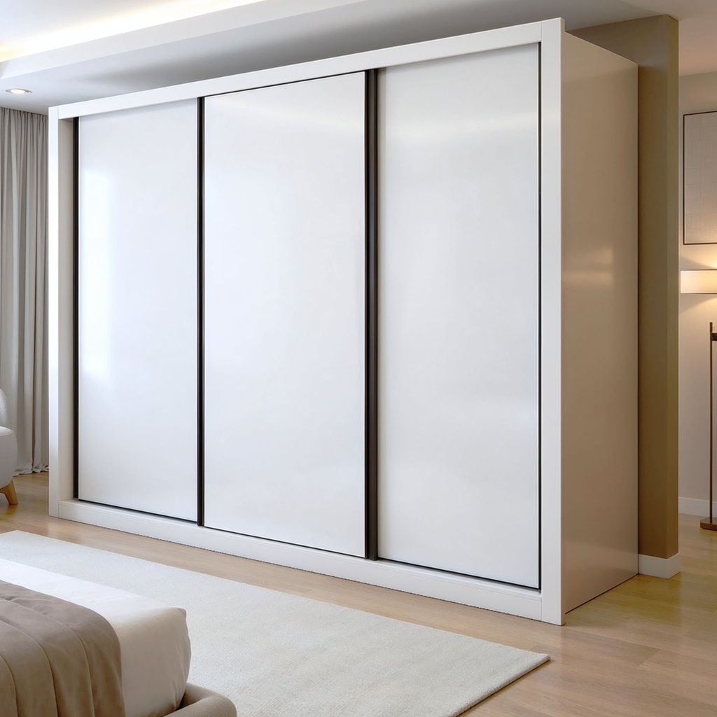 Guarda Roupa Casal Premium Liv 3 Portas de Correr e 6 Gavetas 242cm Yescasa Branco Branco