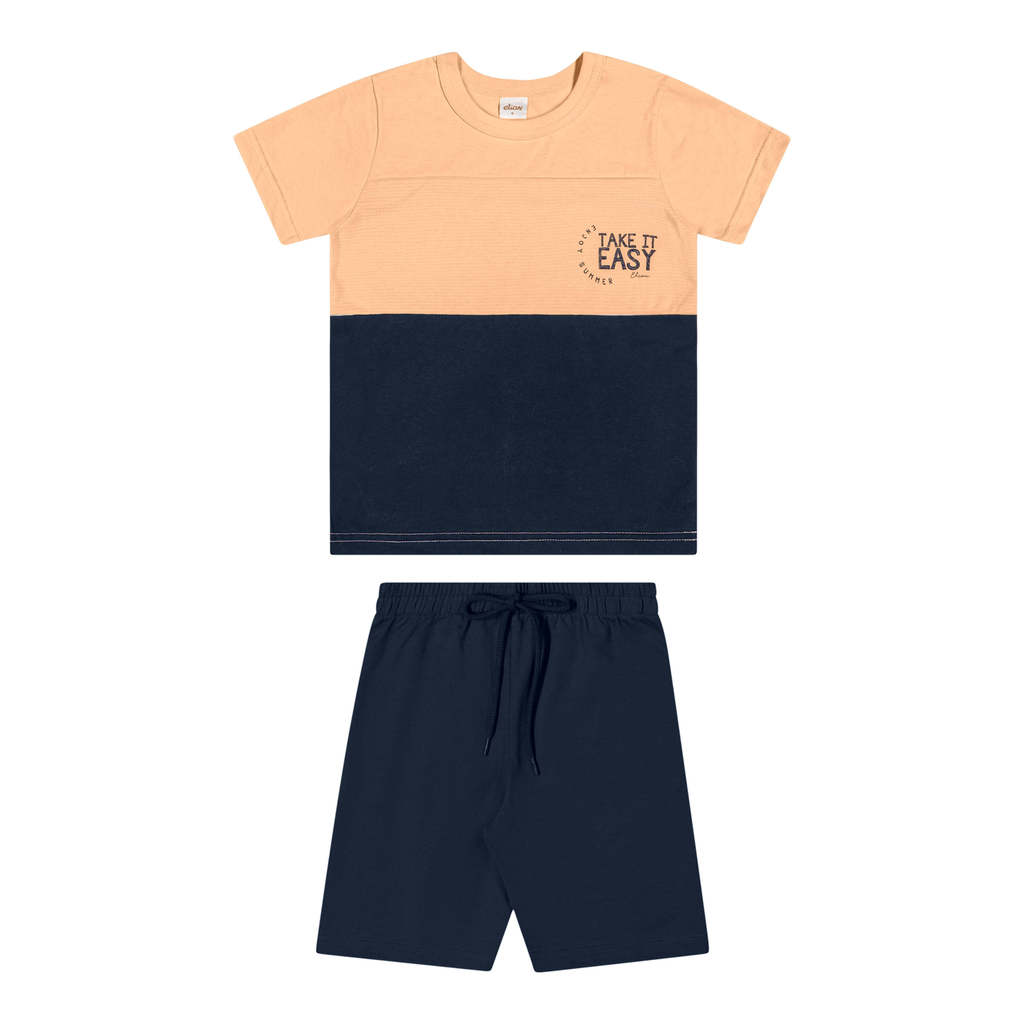 Conjunto Infantil Menino Bicolor Texturizado Elian Laranja — imagem 2 de 2