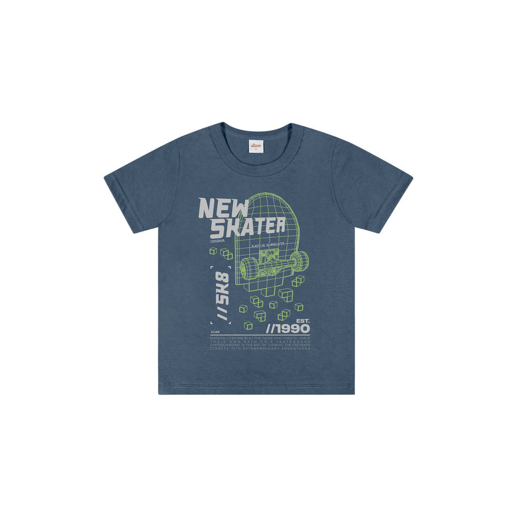 Camiseta Infantil Menino Estampa Relevo Elian Azul