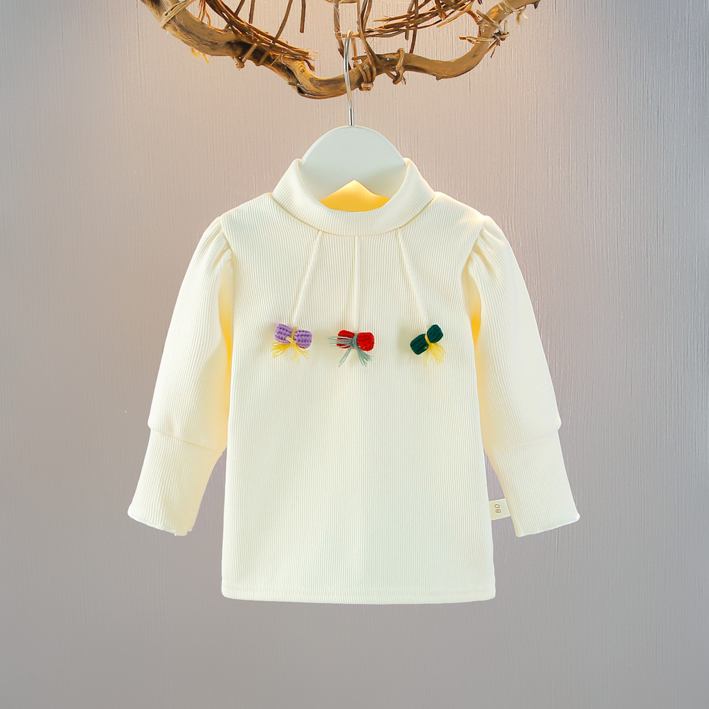 Meninas camisa de fundo 2026 novo estilo crianças manga comprida camiseta bebê menina primavera topos moda interior wear