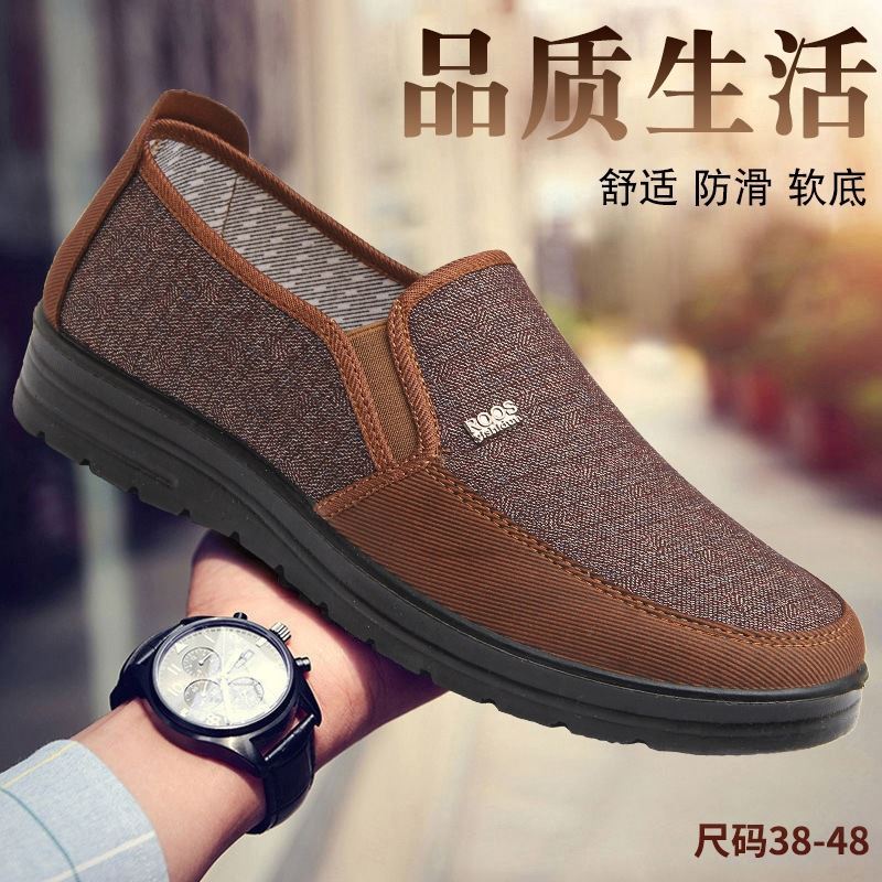 Velho pequim sapatos de pano sapatos masculinos respirável sapatos masculinos de meia-idade idosos pai sapatos de sola g