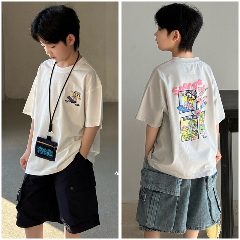 Big E Small e Roupas Infantis Crianças Versão Coreana Dos Desenhos Animados Versão Larga Camiseta 26 Verão Novos Produto