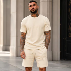 Conjunto Masculino Premium Camiseta e Short Texturizado Casual Moderno Confortável