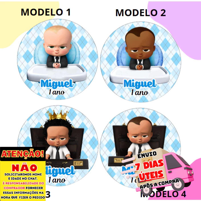 60/100 Adesivos Personalizados 5x5 cm Tema Poderoso Chefinho Ideal para Lembrancinhas, festas