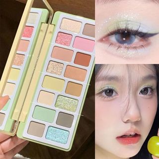 Paleta de sombras de 16 cores com desempenho de cor Natural, lantejoulas peroladas foscas, estroboscópicas, cos Play, ma
