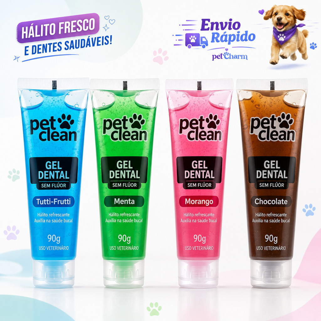 Gel Dental Pasta De Dente Para Cachorro 90g Pet Clean Hálito Mais Refrescante