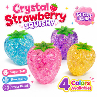 Maltose Cristal Glitter Morango Squishy Macio Lento Subindo Alívio Do Estresse Brinquedos Fidget