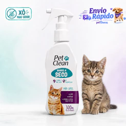 Banho a Seco para Gatos 300ml Pet Clean – Higiene, Limpeza e Perfume