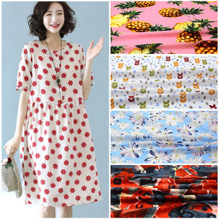 Verão fino algodão linho impresso escuro xadrez Seersucker tecido novo estilo vestido de algodão Artificial Cheongsam ro