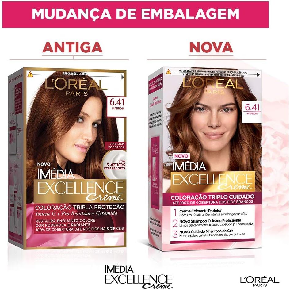 Kit Tintura Imédia Excellence L'Oréal Marrom 6.41 · foto 2