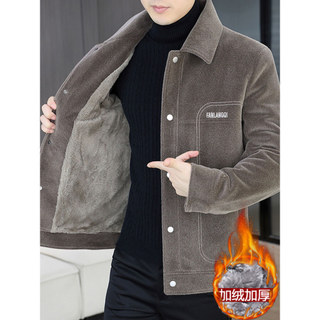 Outono inverno novo estilo vison-como jaqueta de lã masculina lapela Casual forro de lã engrossado quente inverno curto 