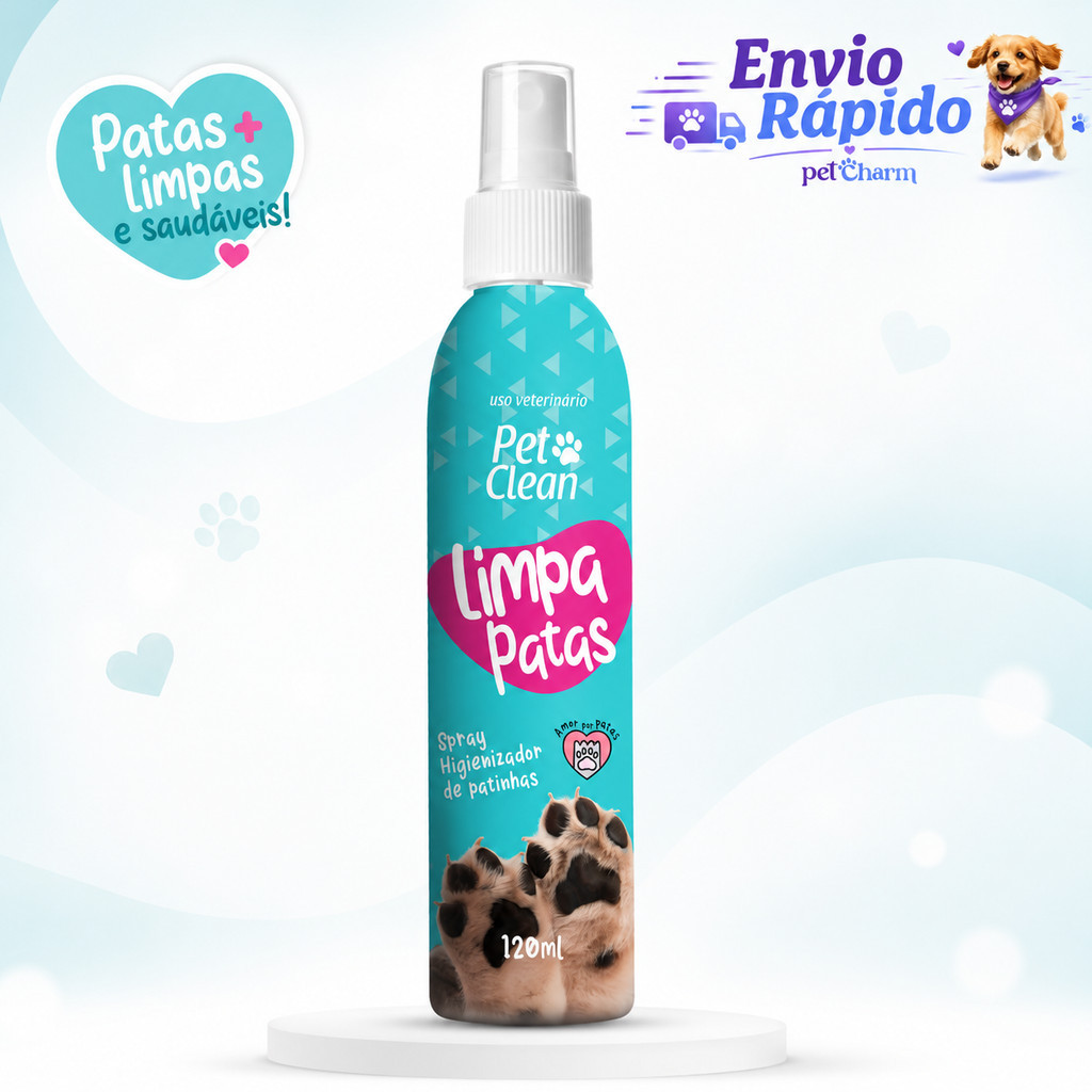 Limpa Patas Limpador de Patinhas para Cachorro e Gato Spray Higienizador 120 ml Pet Clean