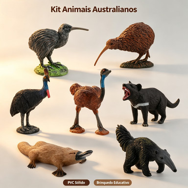 Modelos Realistas de Animais Selvagens: Tamanduá, Emu, Ornitorrinco, Kiwi, Pássaros, Figurinhas de Mamíferos
