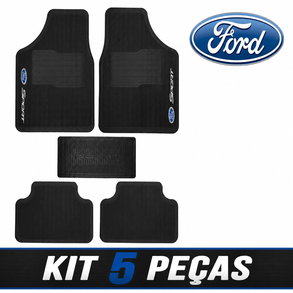Tapete Automotivo Carro Ford 5 peças Borracha Universal Ecosport Focus Fiesta Escort Fusion Ranger ka Kit New