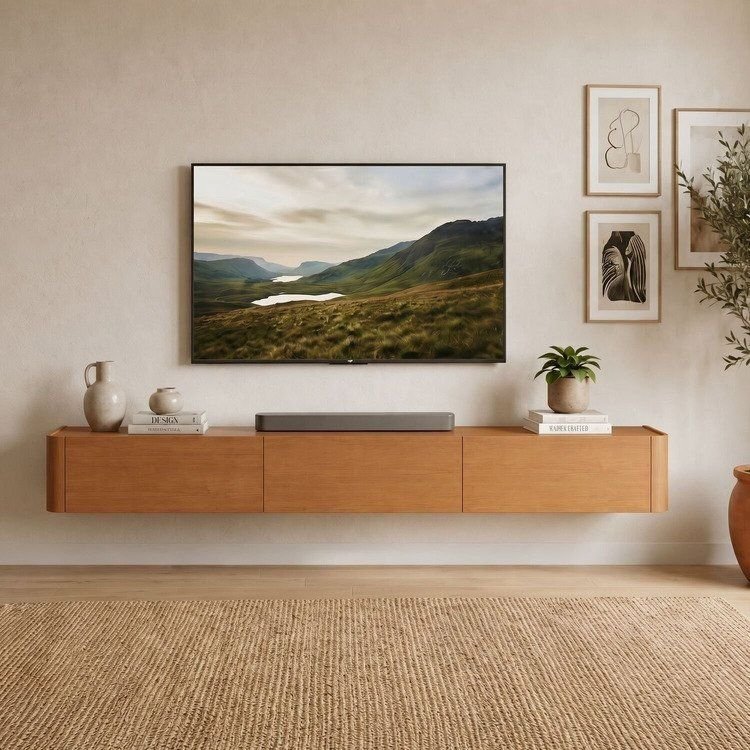 Rack para TV até 75 Polegadas Suspenso com 3 Gavetas 100% MDF 180cm Oslo Marrom Naturalle