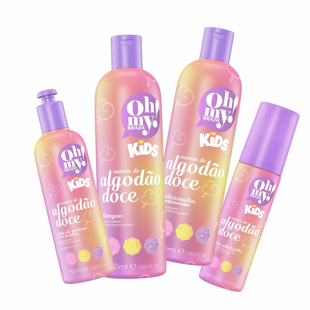 Kit Nuvem de Algodão Doce Oh My Kids com Shampoo, Condicionador, Creme de Pentear e Body Splash