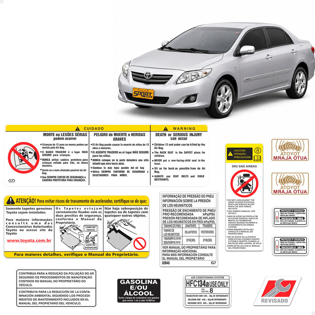 Adesivos De Advertência Selos Para Toyota Corolla Xei Altis